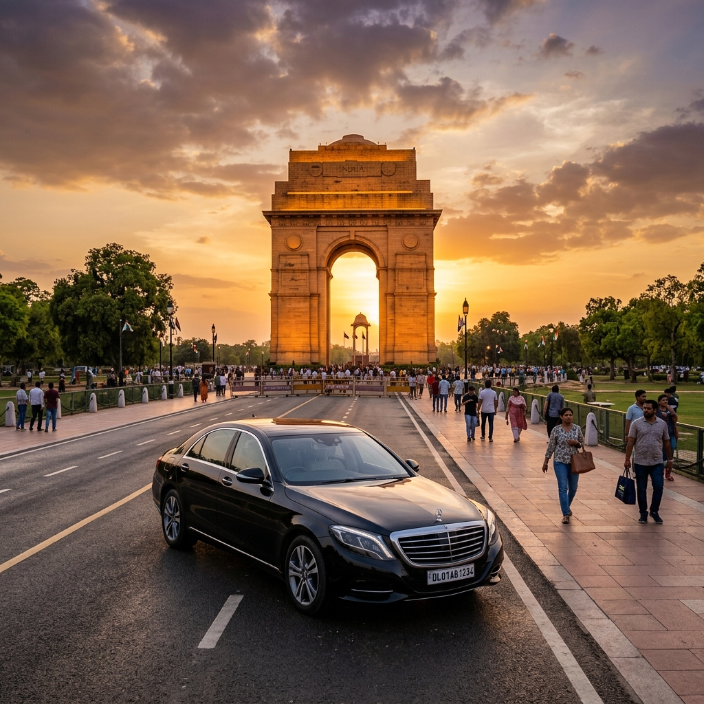 Delhi sightseeing tour by private car at India Gate